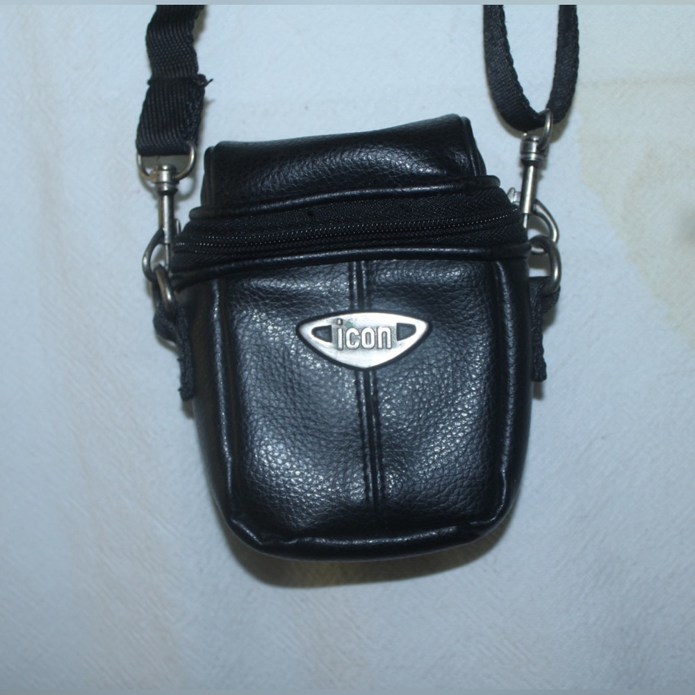 ICON Black Leather Digital Camera Belt Bag